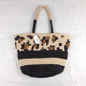 Time and Tru Straw Beach Tote